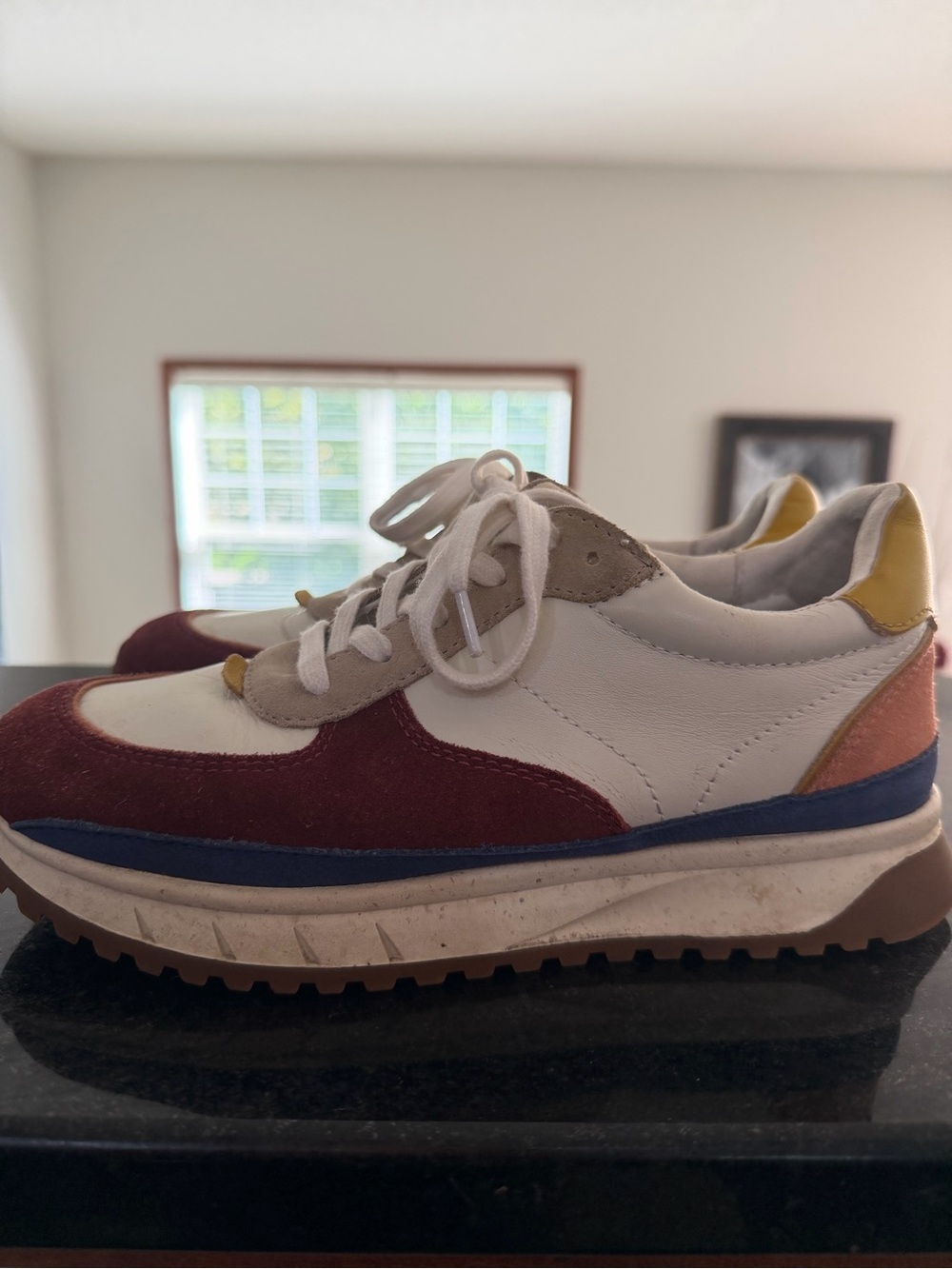 Women’s Madewell Casual Colorblock Sneakers - White, Burgundy & Blue